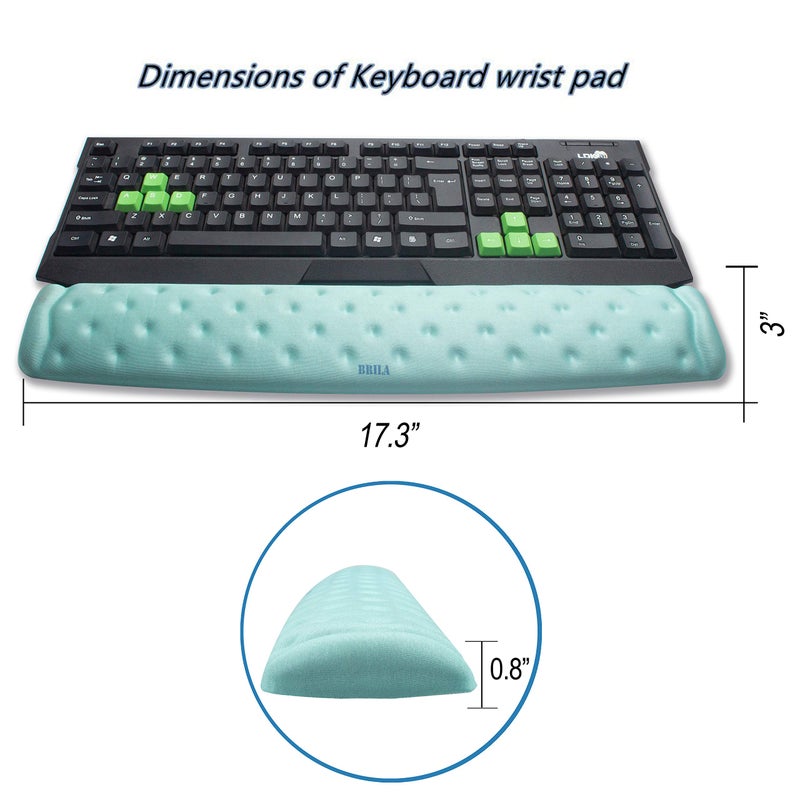 BRILA Memory Foam Mouse & Keyboard Wrist Rest Support Pad Cushion Set for Computer, Laptop, Office Work, PC Gaming - Massage Holes Design - Easy Typing Wrist Pain Relief (Aquamarine) - Image 2